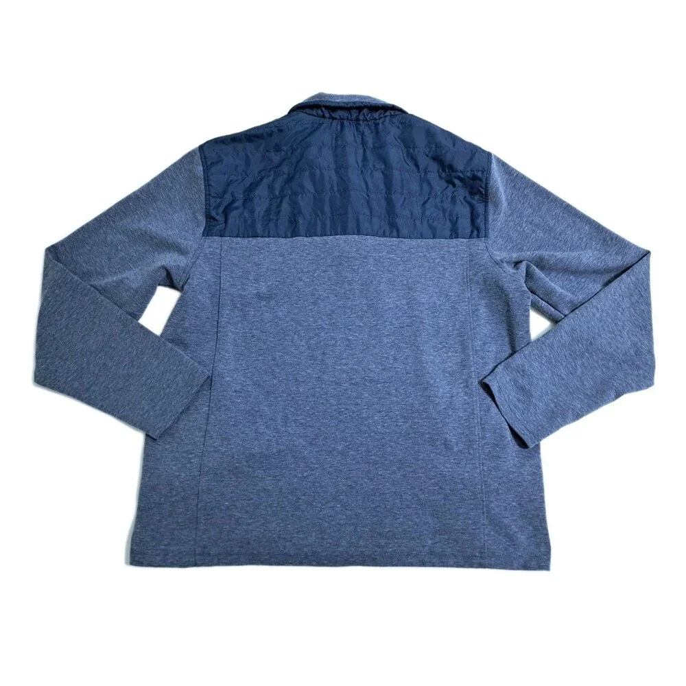 Eddie Bauer Men's Large Mixed Media Zip Pullover Blue Fleece Sweater Trail